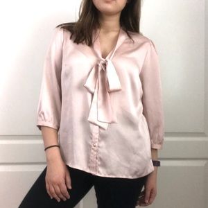 Light Pink Tie Neck Blouse